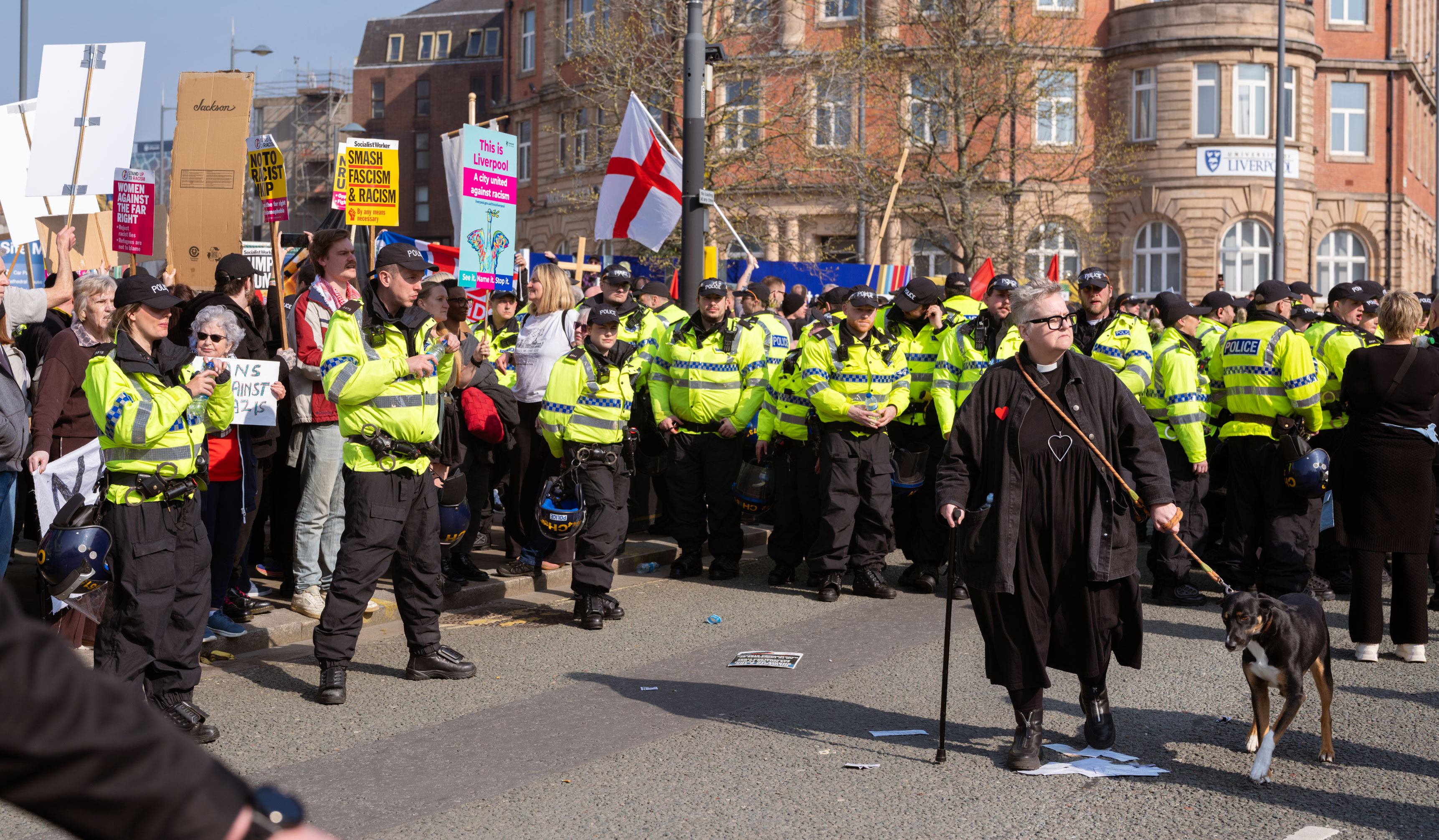 Ellen, on anti-fascist march